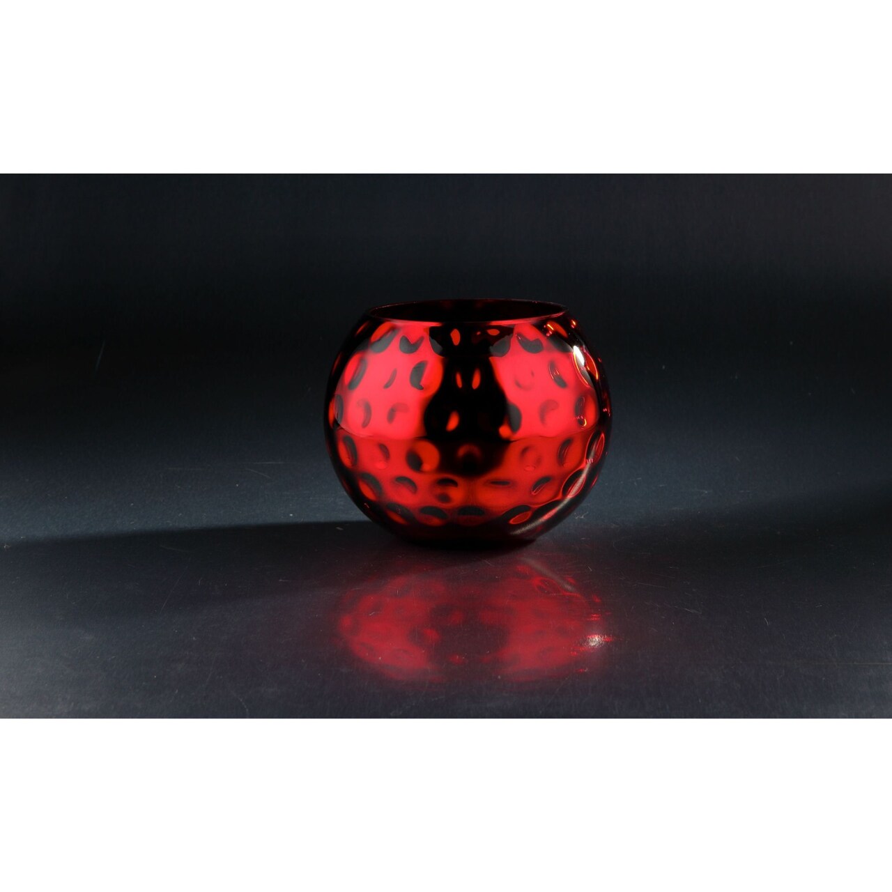 CC Home Furnishings 8" Red Bubble Bowl Glass Vases Tabletop Decoration